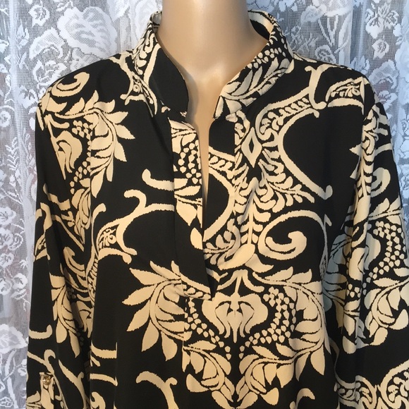 Auditions Tops - Auditions Black & Cream Deep V-Neck 1X